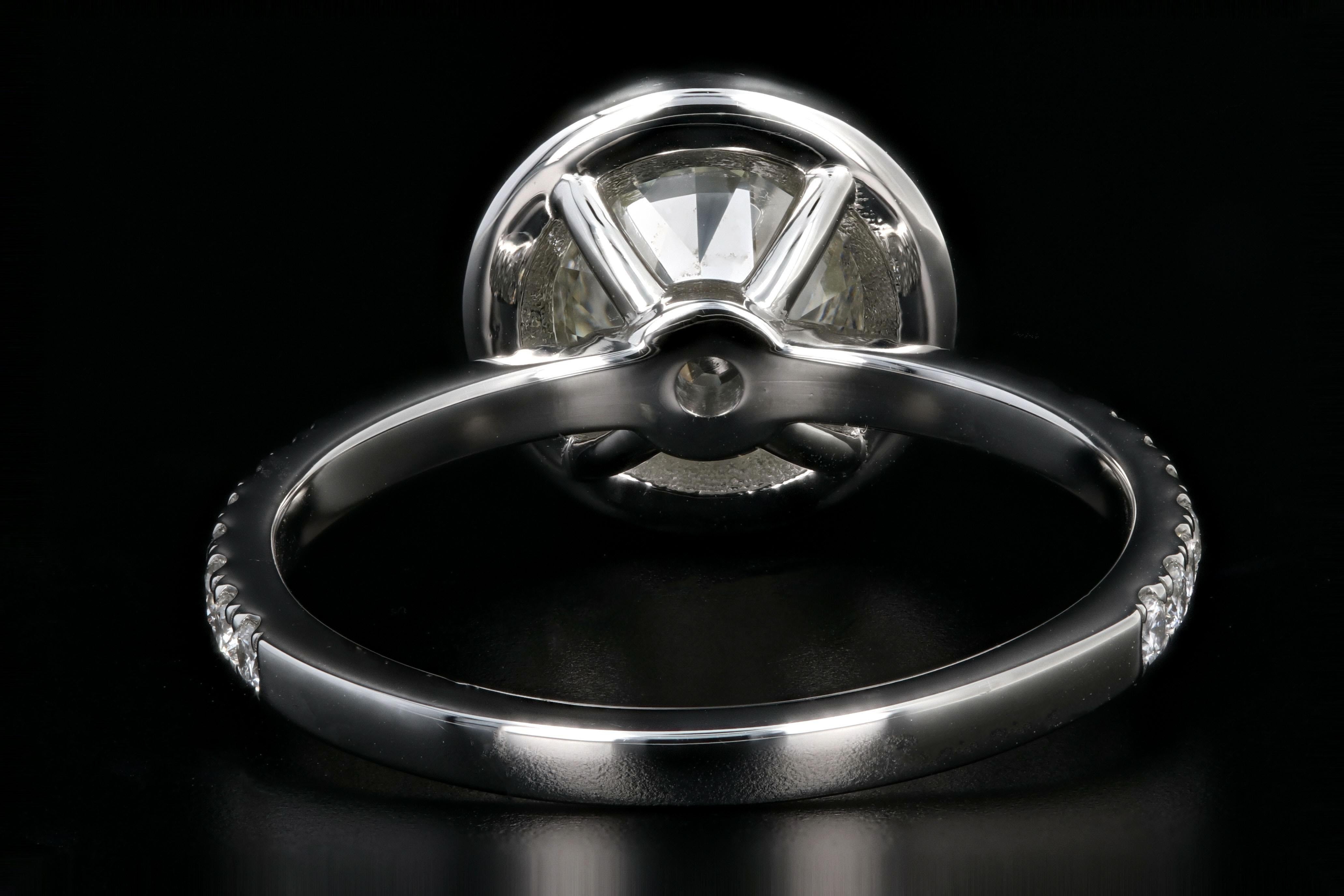 Women's Platinum 1.85 Carat Old European Cut Diamond Engagement Ring