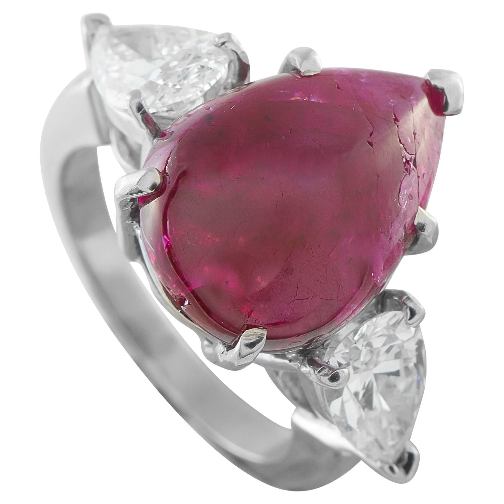 Platinum 1.85ct Diamond and Ruby Ring MF03-012826 For Sale