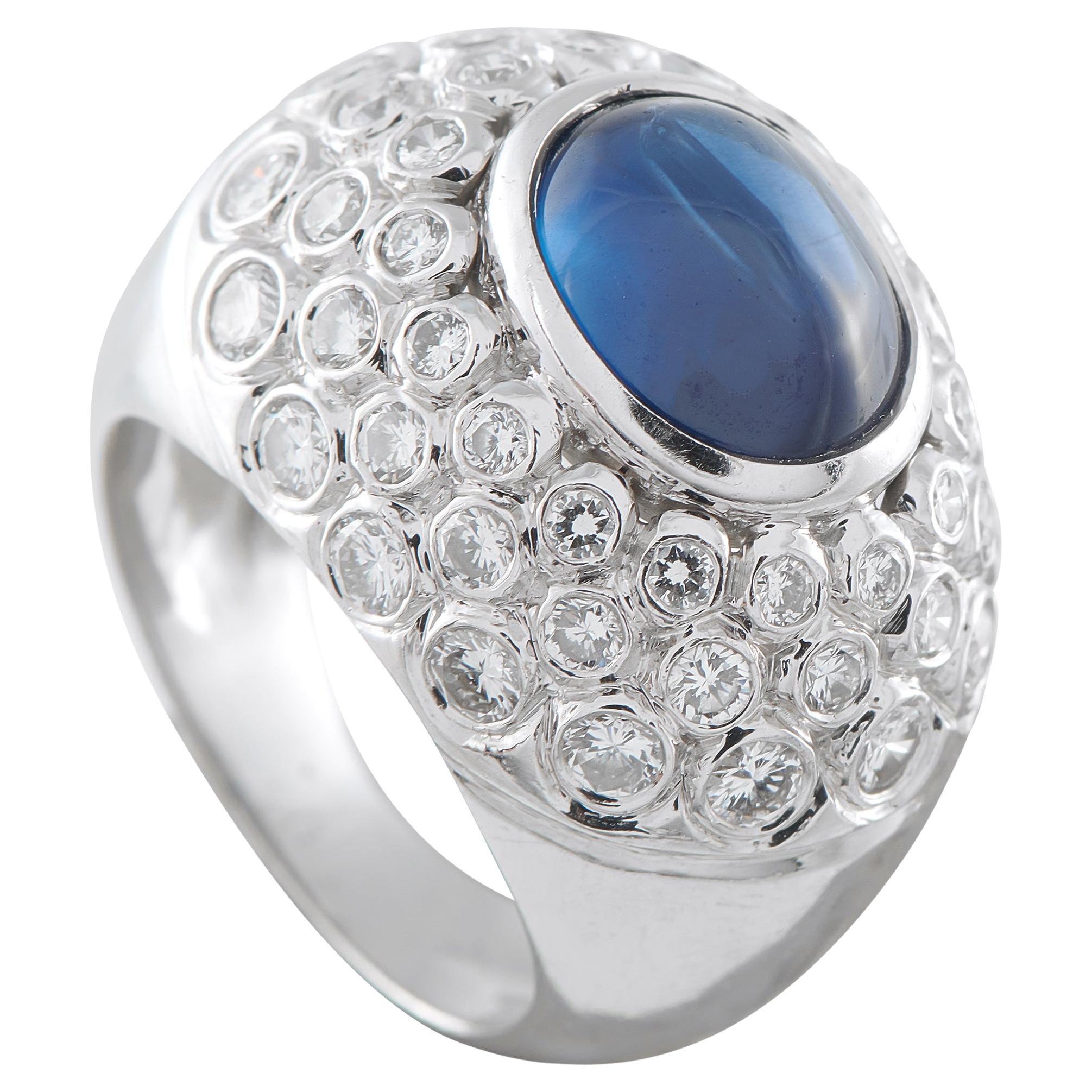 Platin 1,85ct Diamant und Saphir Ring MF01-013026 im Angebot