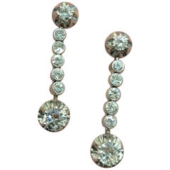 Platinum 1.86 Carat Round Brilliant Diamond Drop Earrings