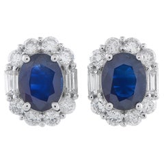 Platin-Ohrringe mit 1,86 Karat Diamanten und Saphiren MF13-041026