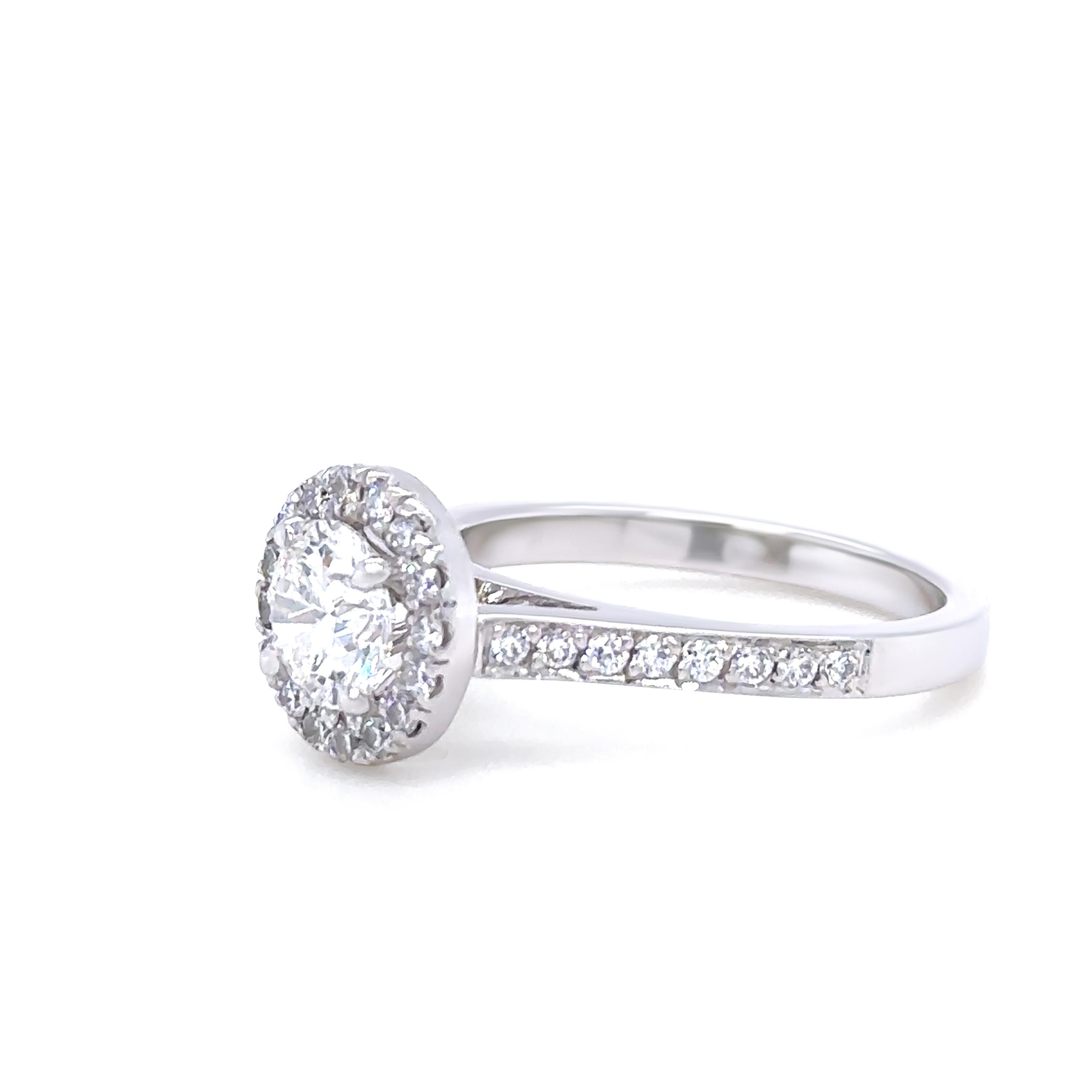 Women's Platinum & 18ct White Gold Diamond Engagement and Wedding Ring Set 1.16ct For Sale