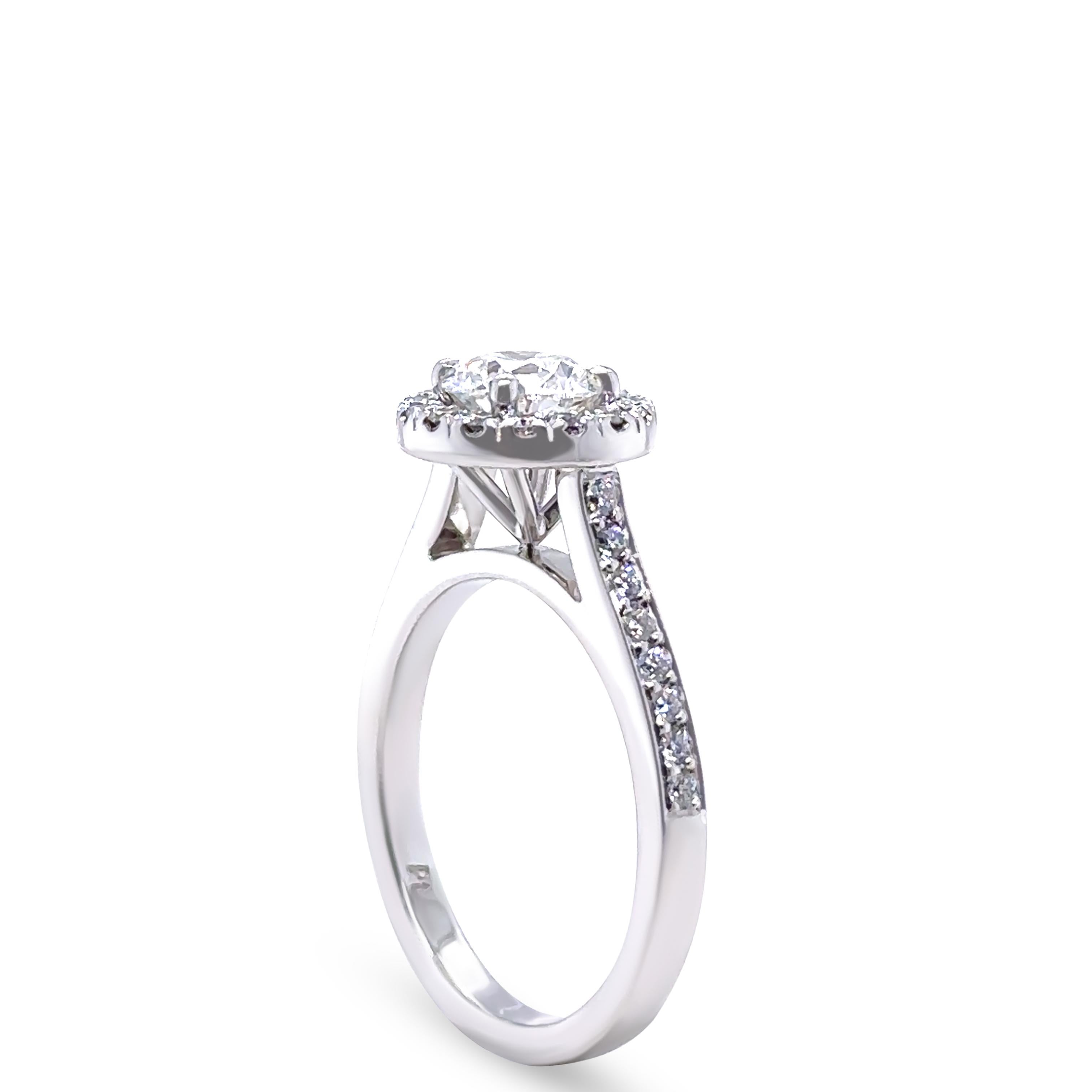 Platinum & 18ct White Gold Diamond Engagement and Wedding Ring Set 1.16ct For Sale 2
