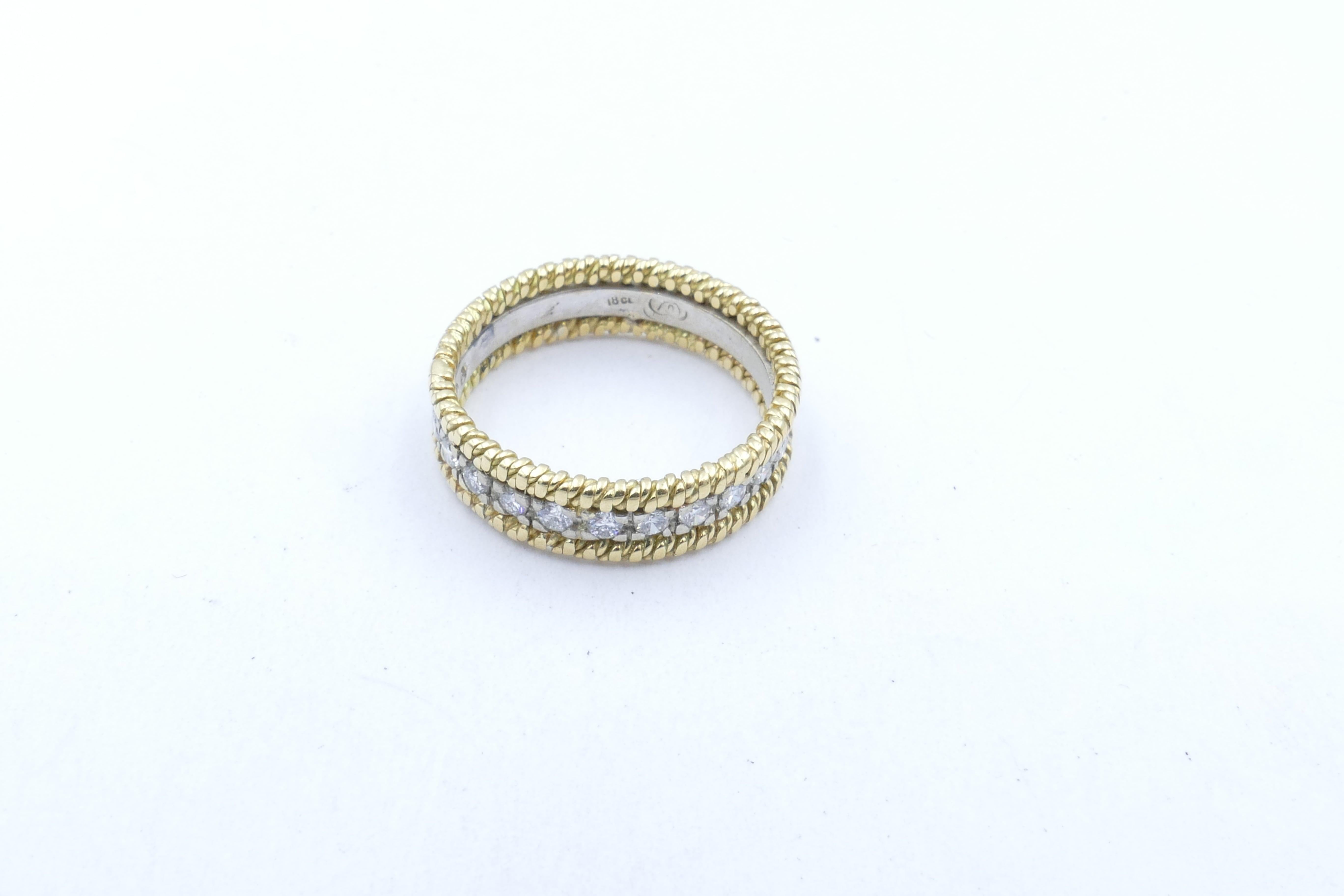Modern Platinum and 18 Carat Yellow Gold Diamond Dress or Wedding Ring For Sale