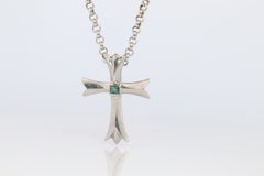 Platinum 18k Alexandrite Cross Pendant. Genuine Alexandrite Crucifix Necklace