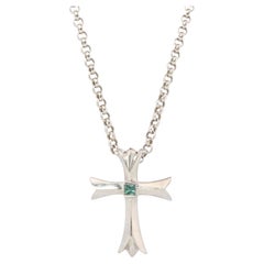 Platinum 18k Alexandrite Cross Pendant. Genuine Alexandrite Crucifix Necklace