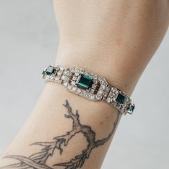 Indicolite en platine, or blanc 18K et or blanc 9K assemblé Art Déco