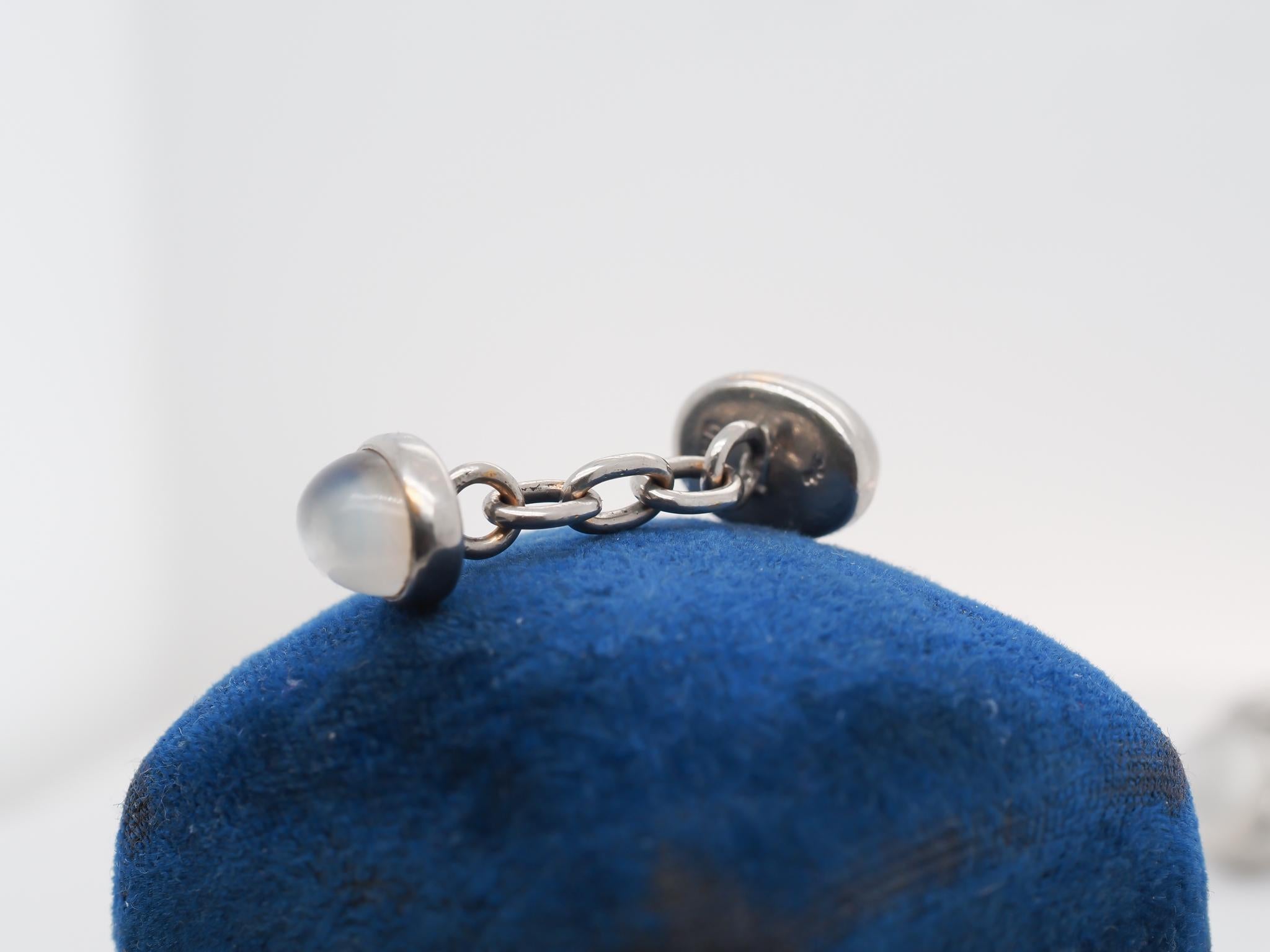 Uomo Gemelli in platino e oro 18 carati Art Deco 1930 con pietra di luna in vendita