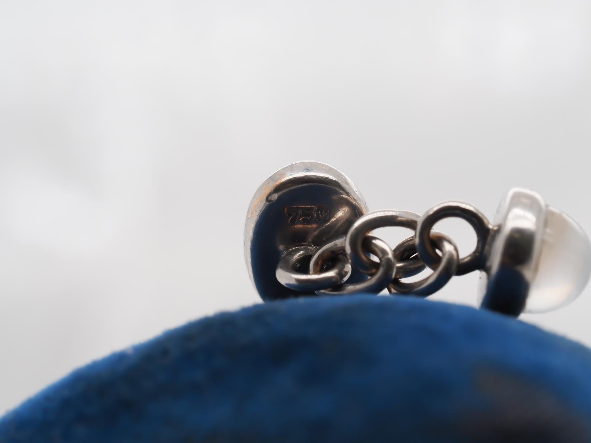 Gemelli in platino e oro 18 carati Art Deco 1930 con pietra di luna in vendita 1