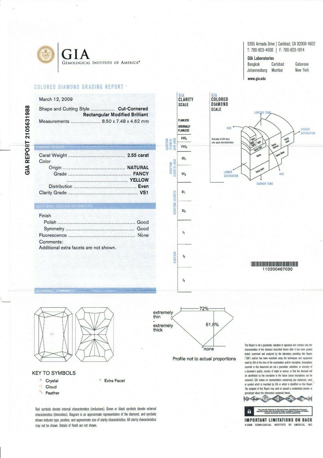 Platin & 18 Karat Gold 2,55 Karat GIA Fancy Gelber Diamant Solitär Lünette Set Ring 5