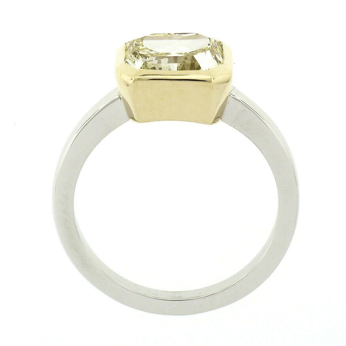 Platin & 18 Karat Gold 2,55 Karat GIA Fancy Gelber Diamant Solitär Lünette Set Ring für Damen oder Herren