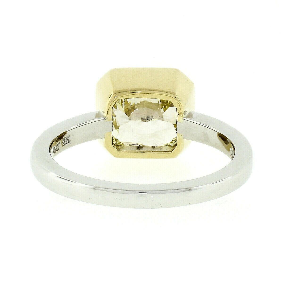 Platin & 18 Karat Gold 2,55 Karat GIA Fancy Gelber Diamant Solitär Lünette Set Ring 3