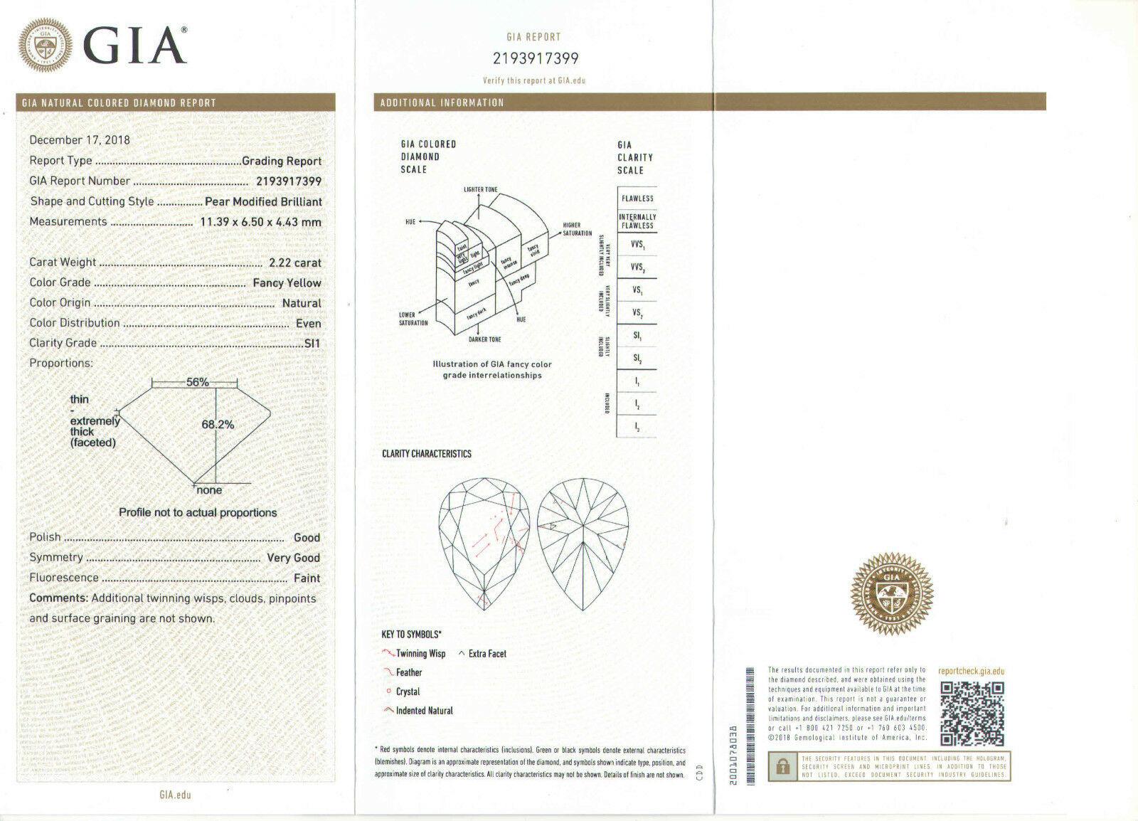 Bague Moi et Toi en or 18k platine 6.07ctw GIA Pear Fancy Yellow Diamond Bypass en vente 8