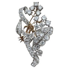 Platinum & 18K Gold Diamond Floral Spray Brooch