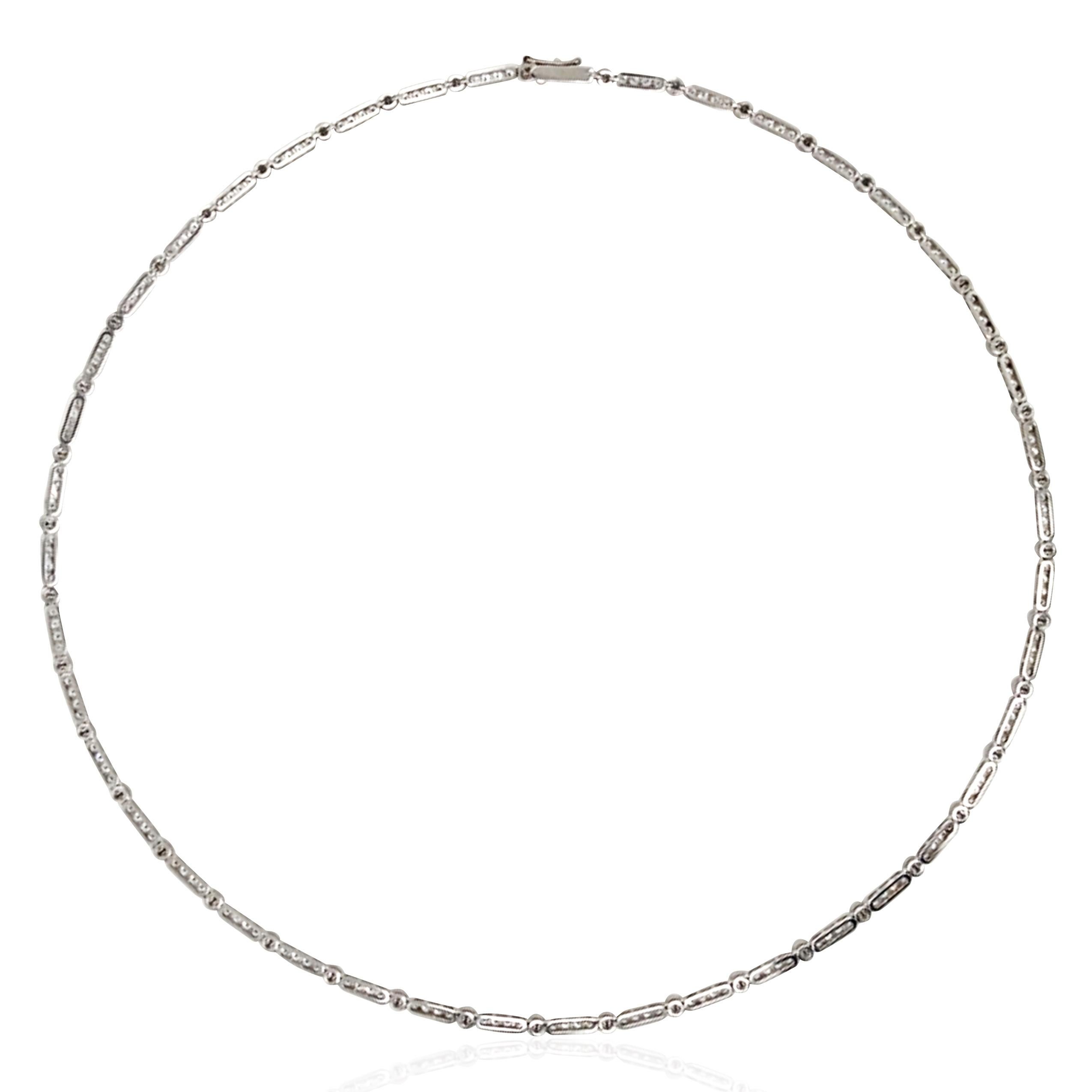 Round Cut Platinum 18K Gold Diamond Necklace For Sale