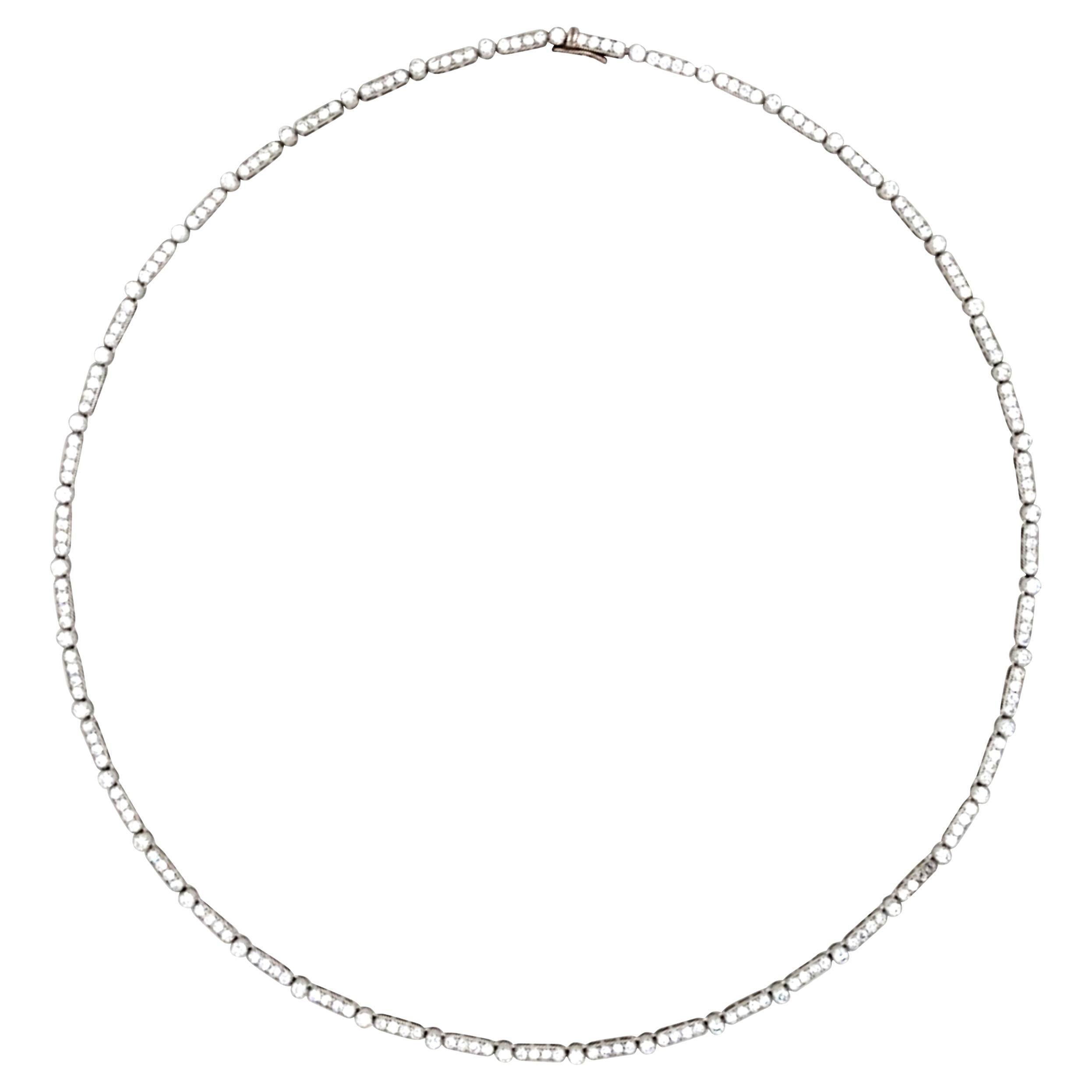 Platinum 18K Gold Diamond Necklace For Sale