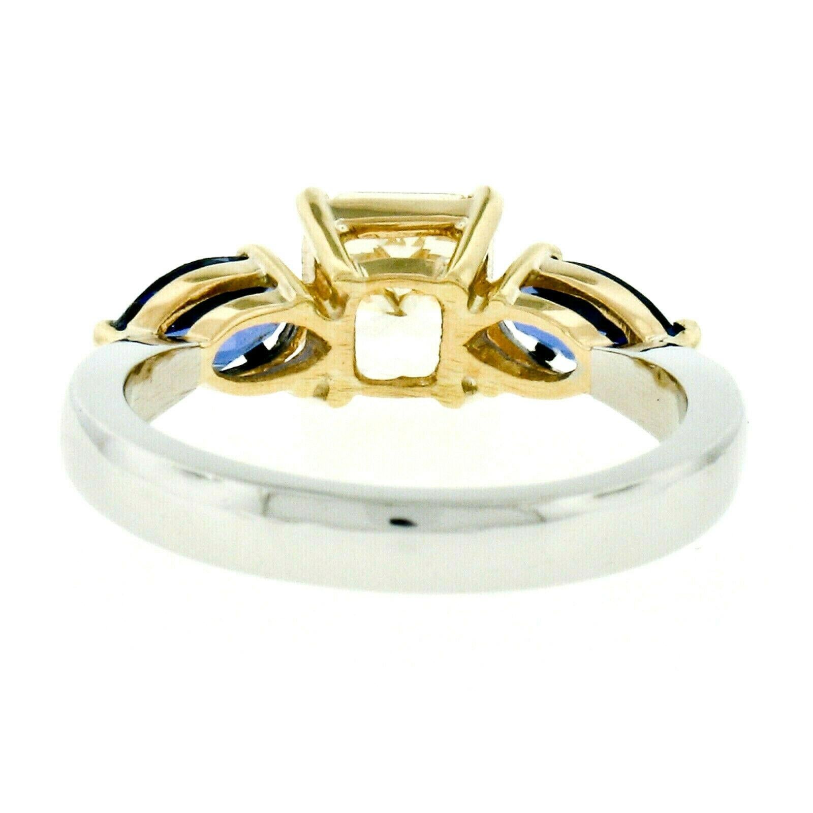 Platin 18k Gold GIA 1,46 Karat Fancy Gelber Strahlender Diamant Marquise Saphir Ring im Angebot 4