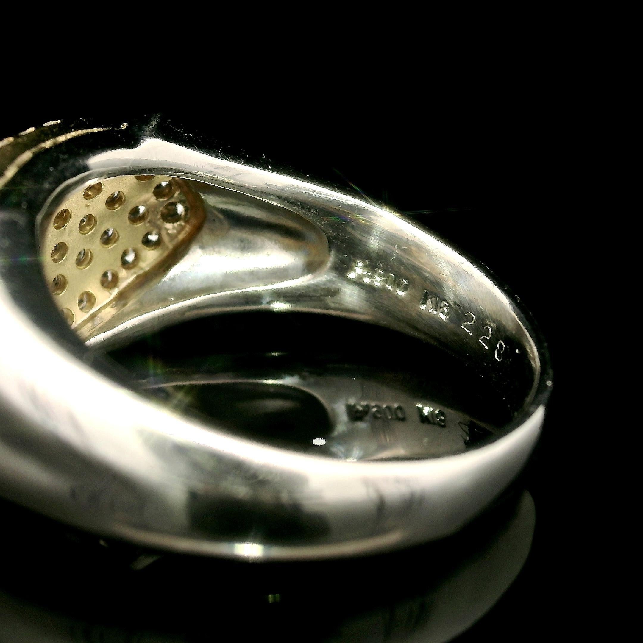 Platin & 18k Gold GIA 3,13ctw Saphir in einem Meer von Diamant Wide Ring im Angebot 6