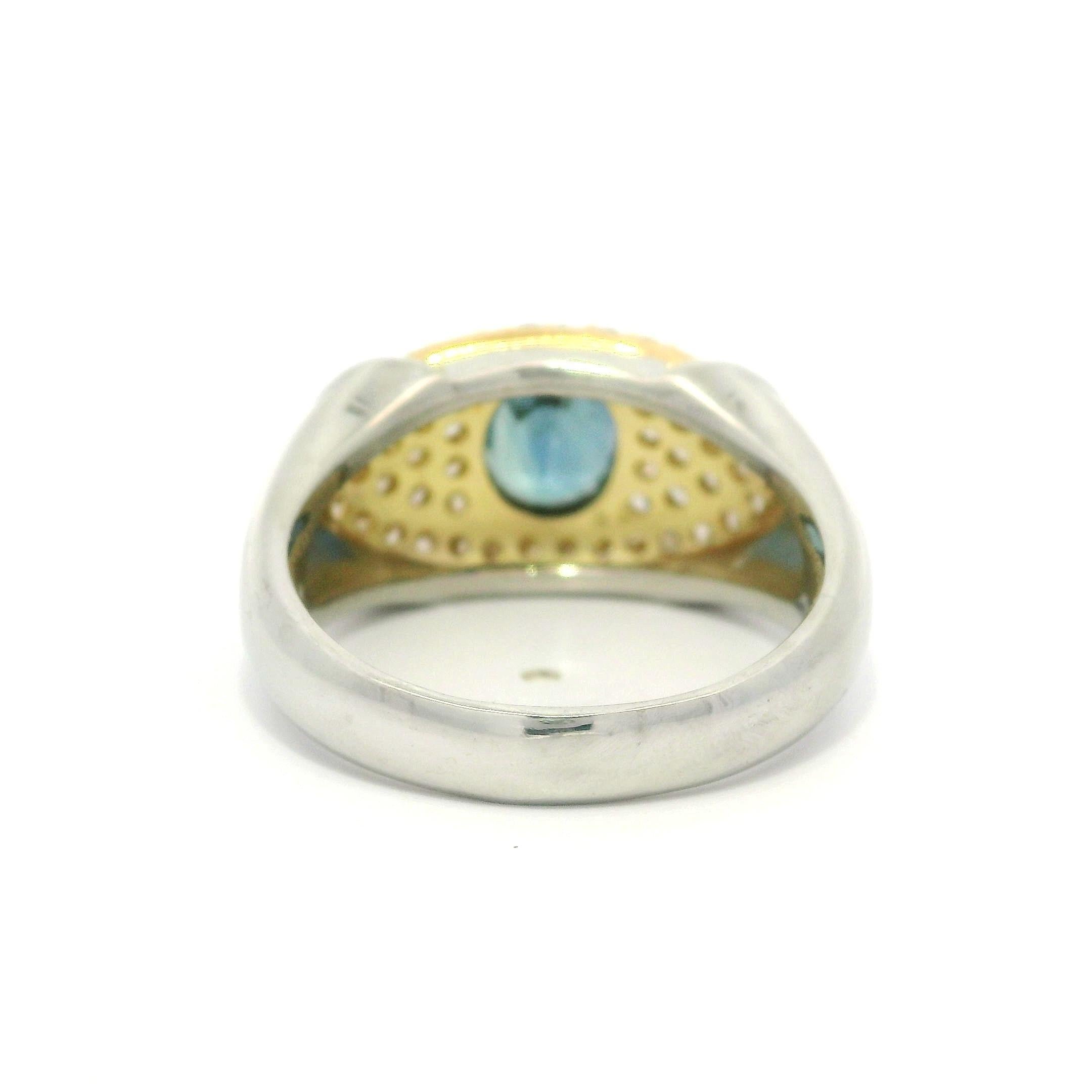 Platin & 18k Gold GIA 3,13ctw Saphir in einem Meer von Diamant Wide Ring im Angebot 11