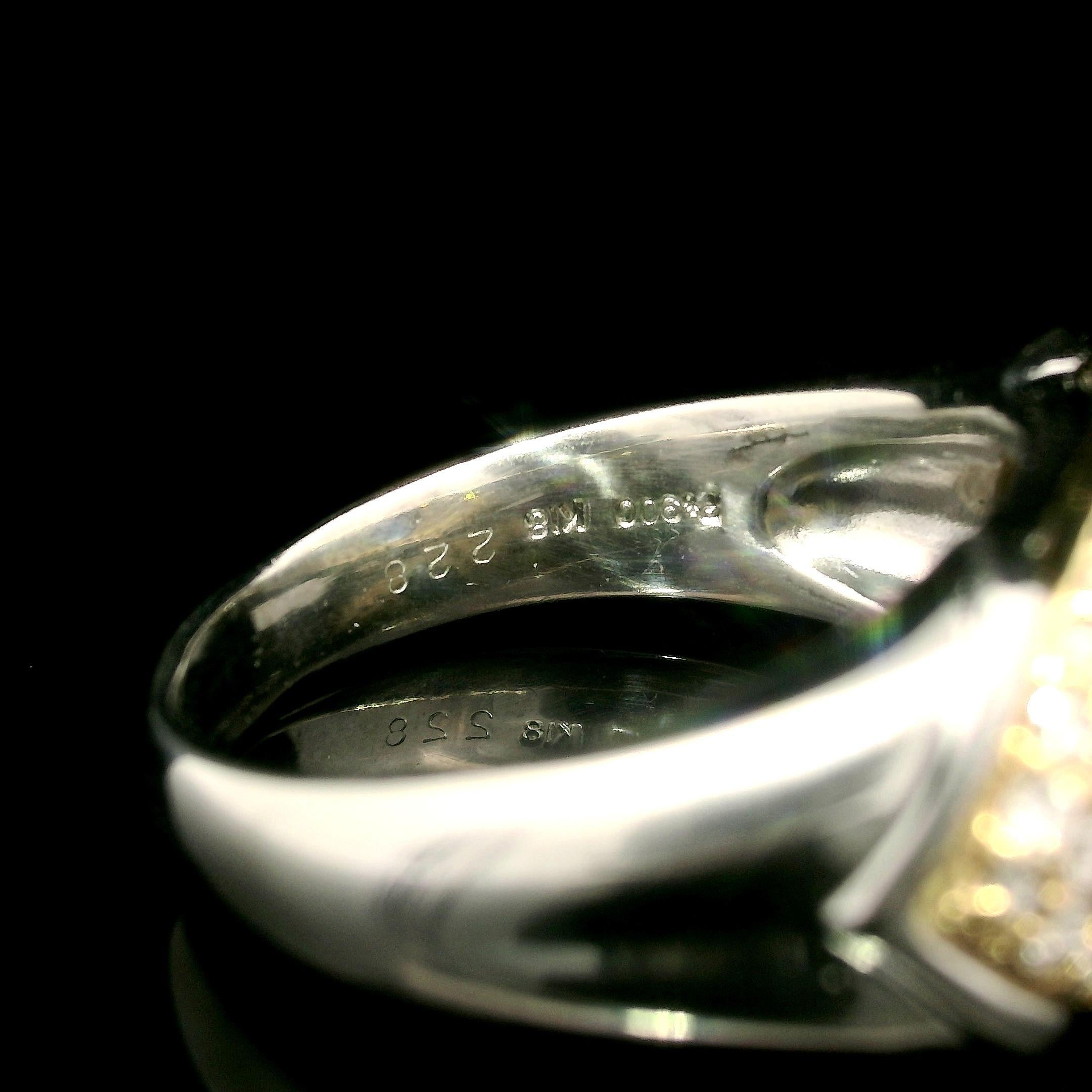 Platin & 18k Gold GIA 3,13ctw Saphir in einem Meer von Diamant Wide Ring im Angebot 3