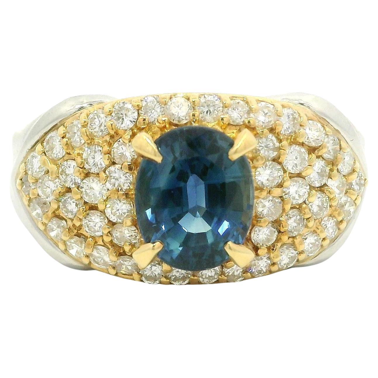 Platin 
18k Gold GIA 3,13ctw Saphir in einem Meer von Diamant Wide Ring im Angebot