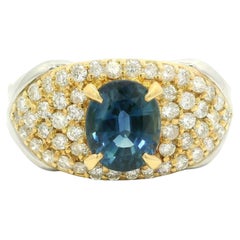 Platin
18k Gold GIA 3,13ctw Saphir in einem Meer von Diamant Wide Ring