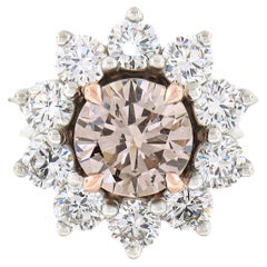 Anello di fidanzamento in platino e oro 18k GIA Fancy Pinkish Brown Diamond Flower Halo