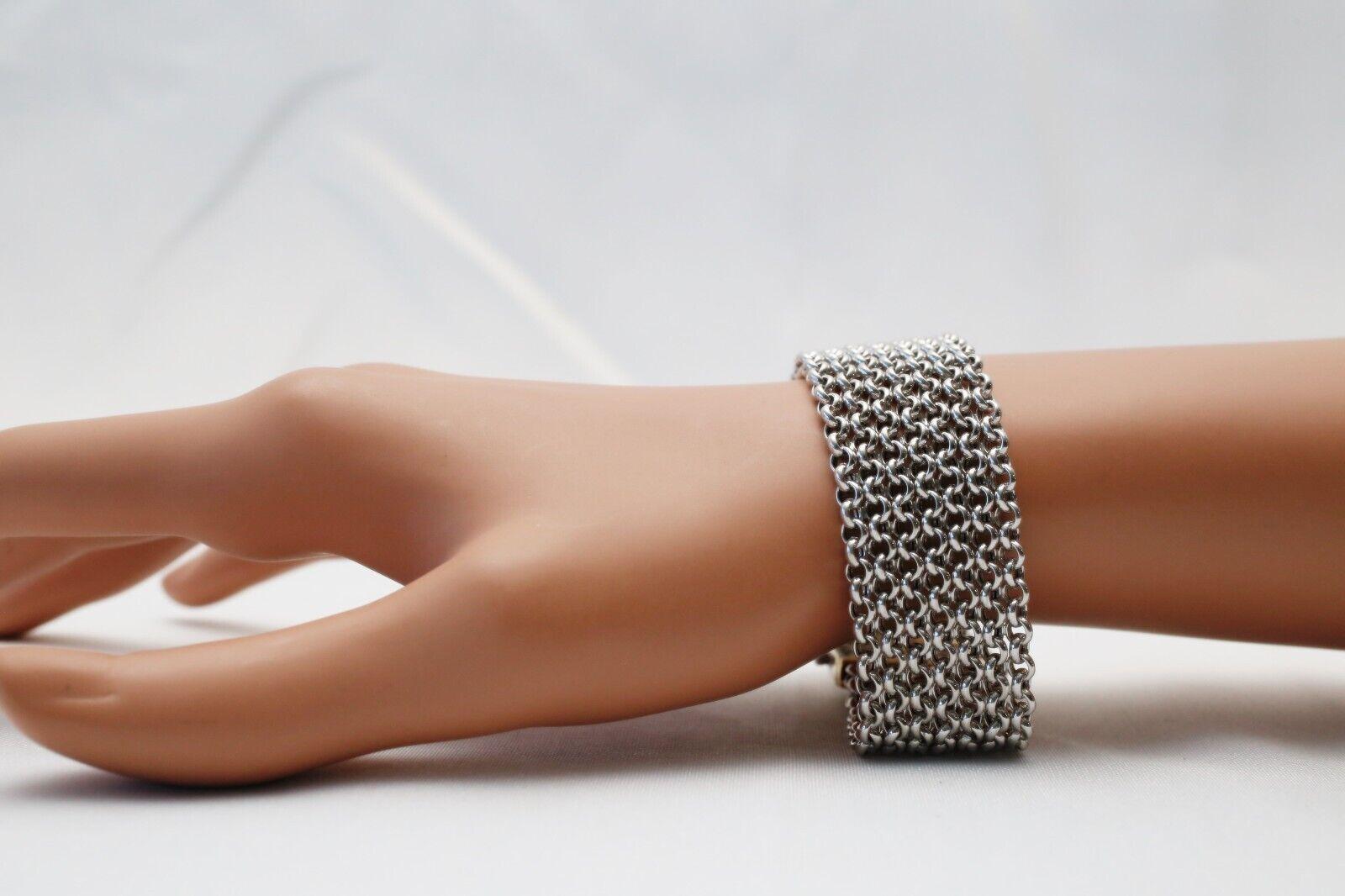 Platinum & 18k Gold Mesh Link Bracelet, 7.5 inches - 40.0g In Good Condition For Sale In Providence, RI