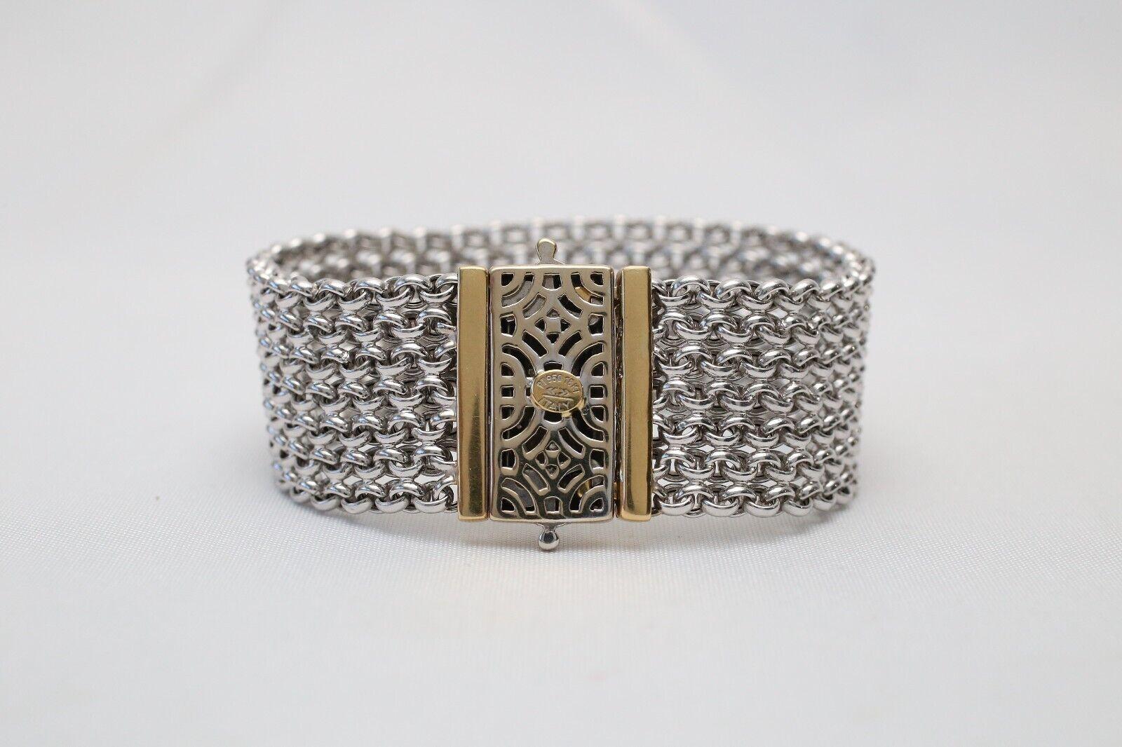 Platinum & 18k Gold Mesh Link Bracelet, 7.5 inches - 40.0g For Sale 1
