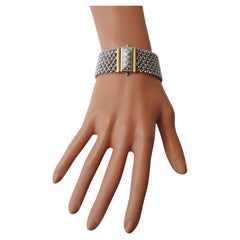 Platin & 18k Gold Mesh Gliederarmband aus Platin, 7,5 Zoll - 40.0g