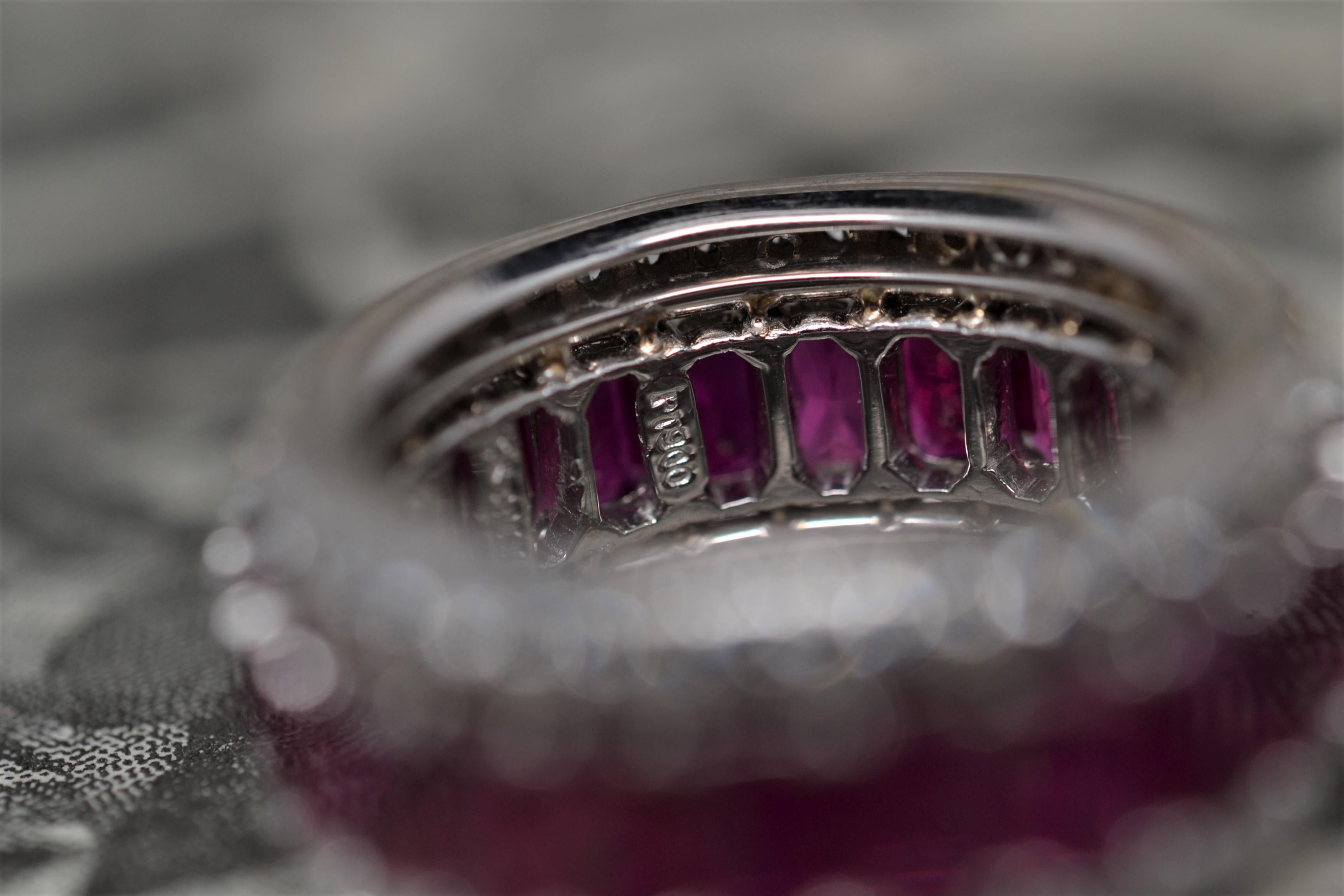 Platinum & 18k Ring with Red Rubies and Round Brilliant Cut Diamonds 5