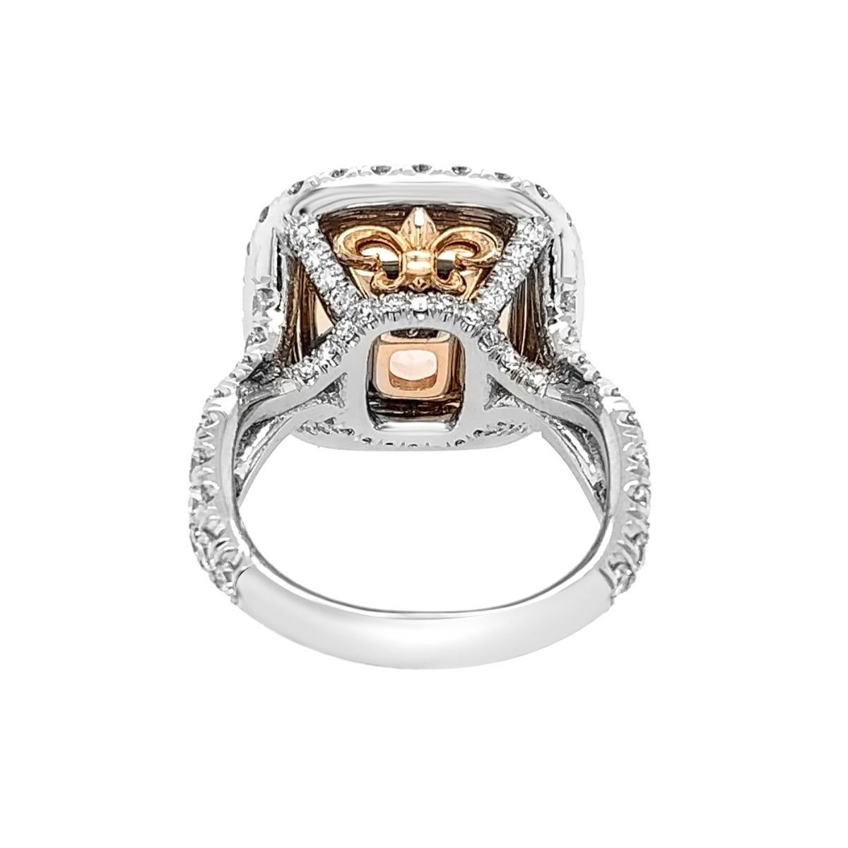 Platinum & 18K Rose Gold 8.05ct Cushion cut Color HPHT Fancy Intense Pink Diamon In New Condition For Sale In New York, NY