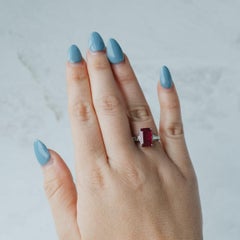 Platinum, 18K White Gold Ruby And Diamond Three-Stone Ring