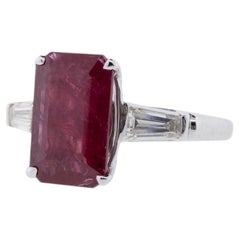 Platinum, 18K White Gold Ruby And Diamond Three-Stone Ring