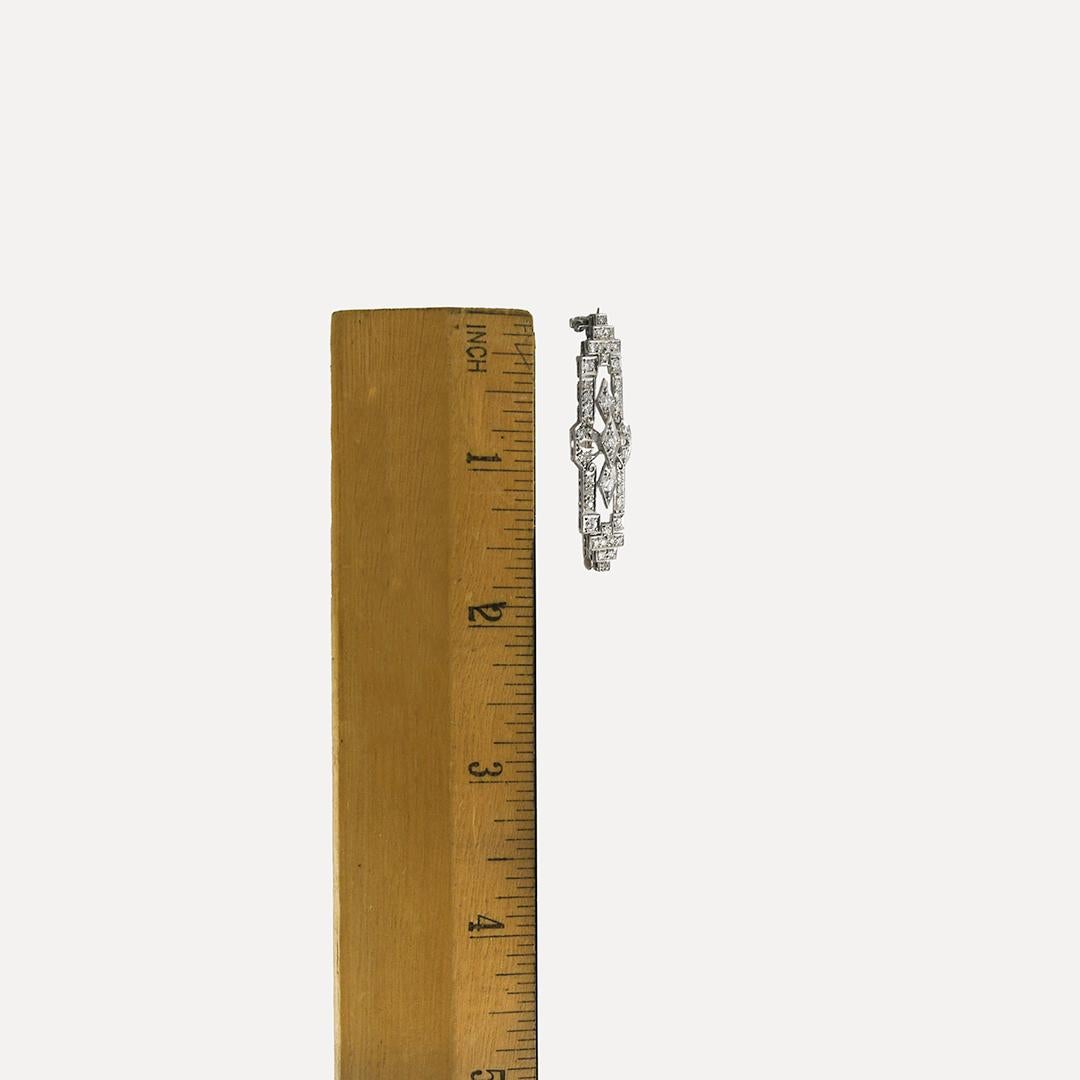 Women's or Men's Platinum & 18K White Gold Vintage Diamond Brooch For Sale