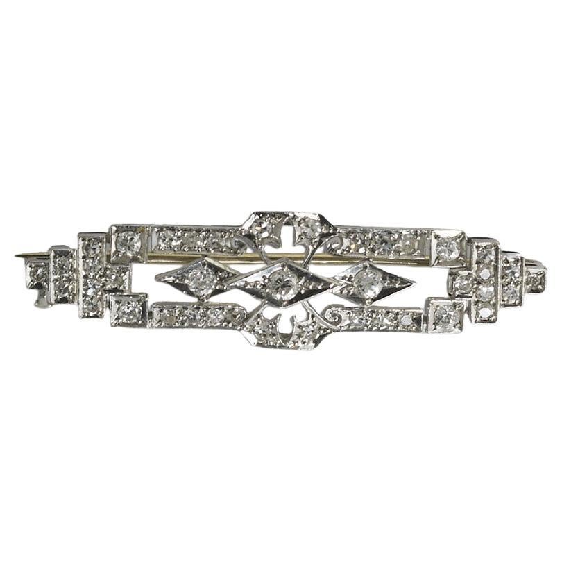 Platinum & 18K White Gold Vintage Diamond Brooch