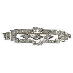 Platinum & 18K White Gold Vintage Diamond Brooch