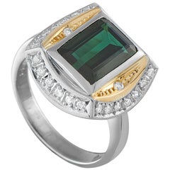 Platinum 
18K Yellow Gold 0.33ct Diamond 
Tourmaline Ring MF14-110625