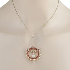 Platinum & 18K Yellow Gold 1.95ct Diamond & Ruby Pendant Necklace MF33-110625