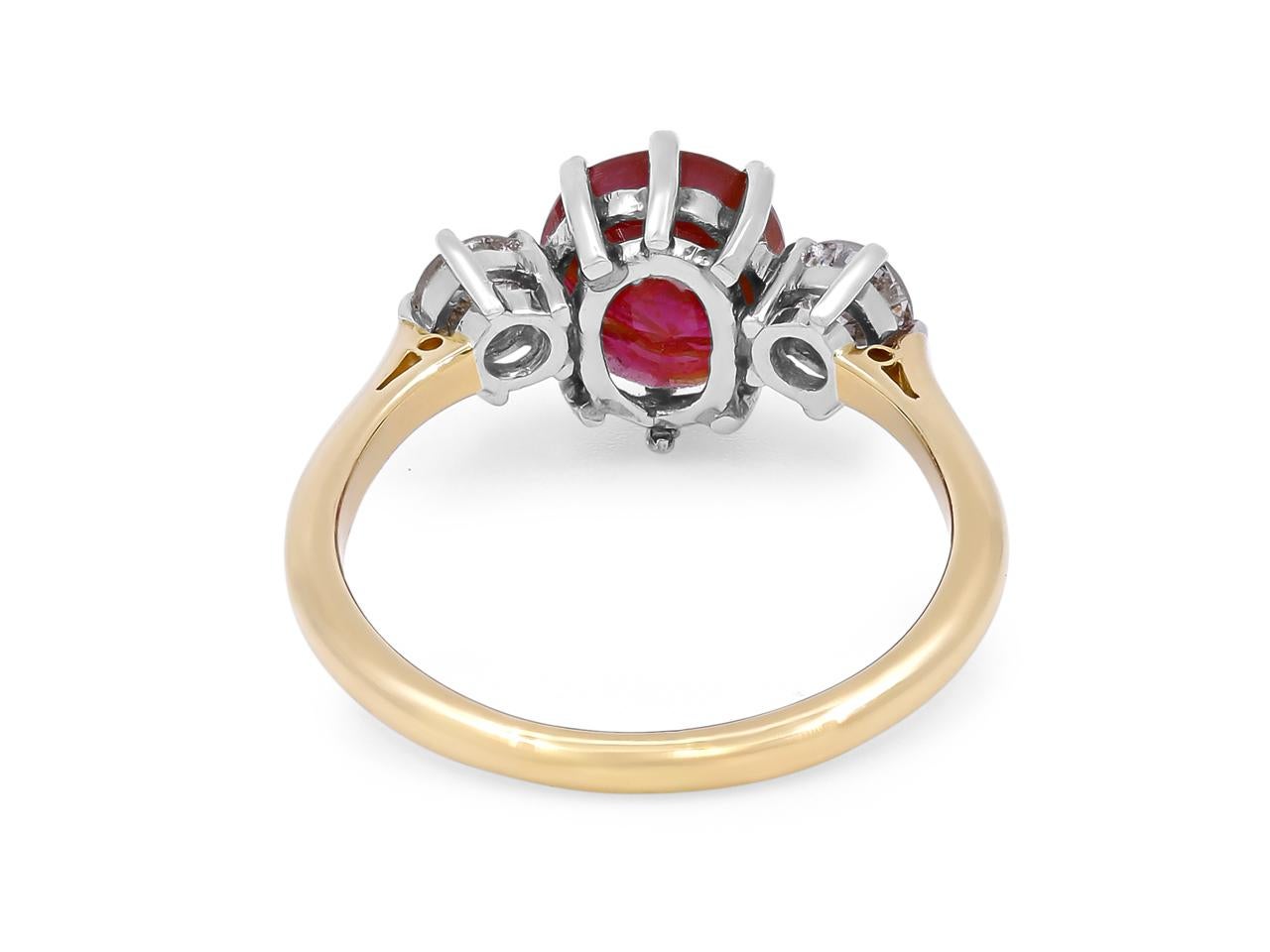 Women's Platinum/18k Yellow Gold 3.59 ct Burma Unheated Ruby Ring AGL Certified For Sale