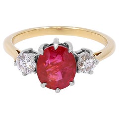 Platinum/18k Yellow Gold 3.59 ct Burma Unheated Ruby Ring AGL Certified
