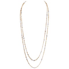 Platinum and 18 Karat Yellow Gold Color and White Diamonds by the Yard Necklace