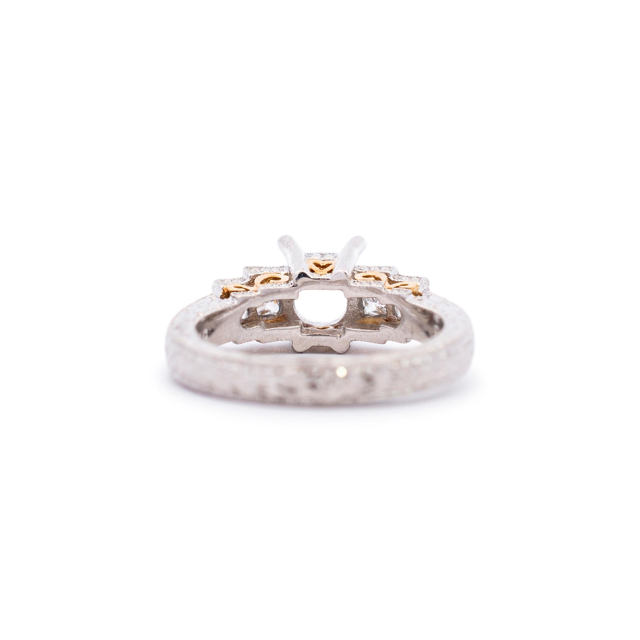 Women's Platinum & 18K Yellow Gold Diamond Engagement Ring 0.40 ctw For Sale