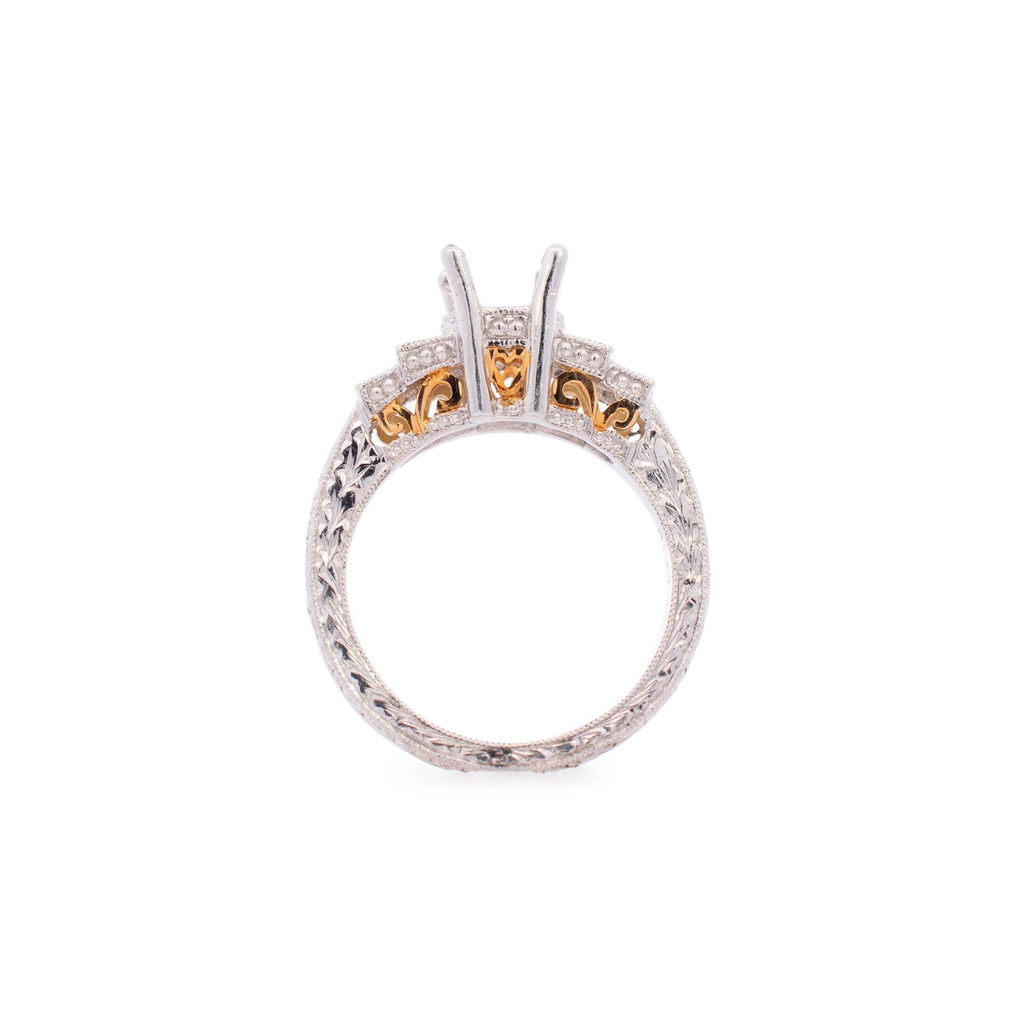 Platinum & 18K Yellow Gold Diamond Engagement Ring 0.40 ctw For Sale 1