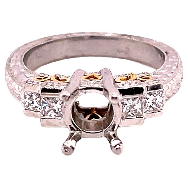 4.02 CT VS1 I-Color Diamond Platinum & Yellow Gold Sideways-Set Engagement Ring