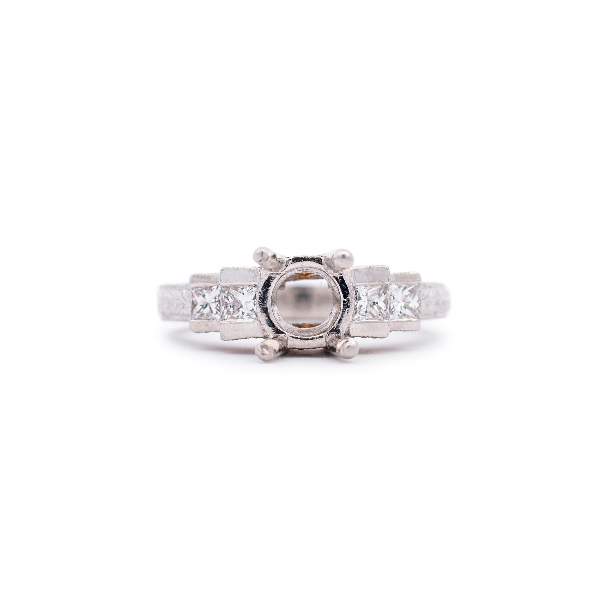 Platinum & 18K Yellow Gold Diamond Engagement Ring 0.40 ctw For Sale