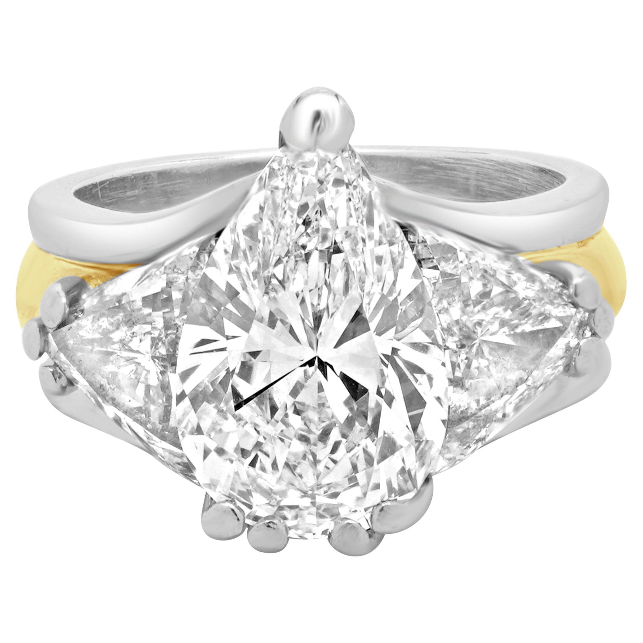 Bague de fiançailles en platine et or jaune 18K avec diamant