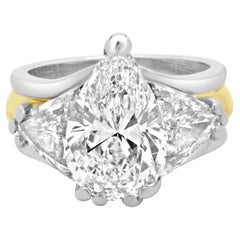 Bague de fiançailles en platine et or jaune 18K avec diamant