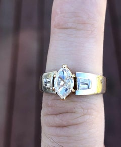Platinum 18 Karat Yellow Gold and Diamond Ring 0.70 Carat G-VS2