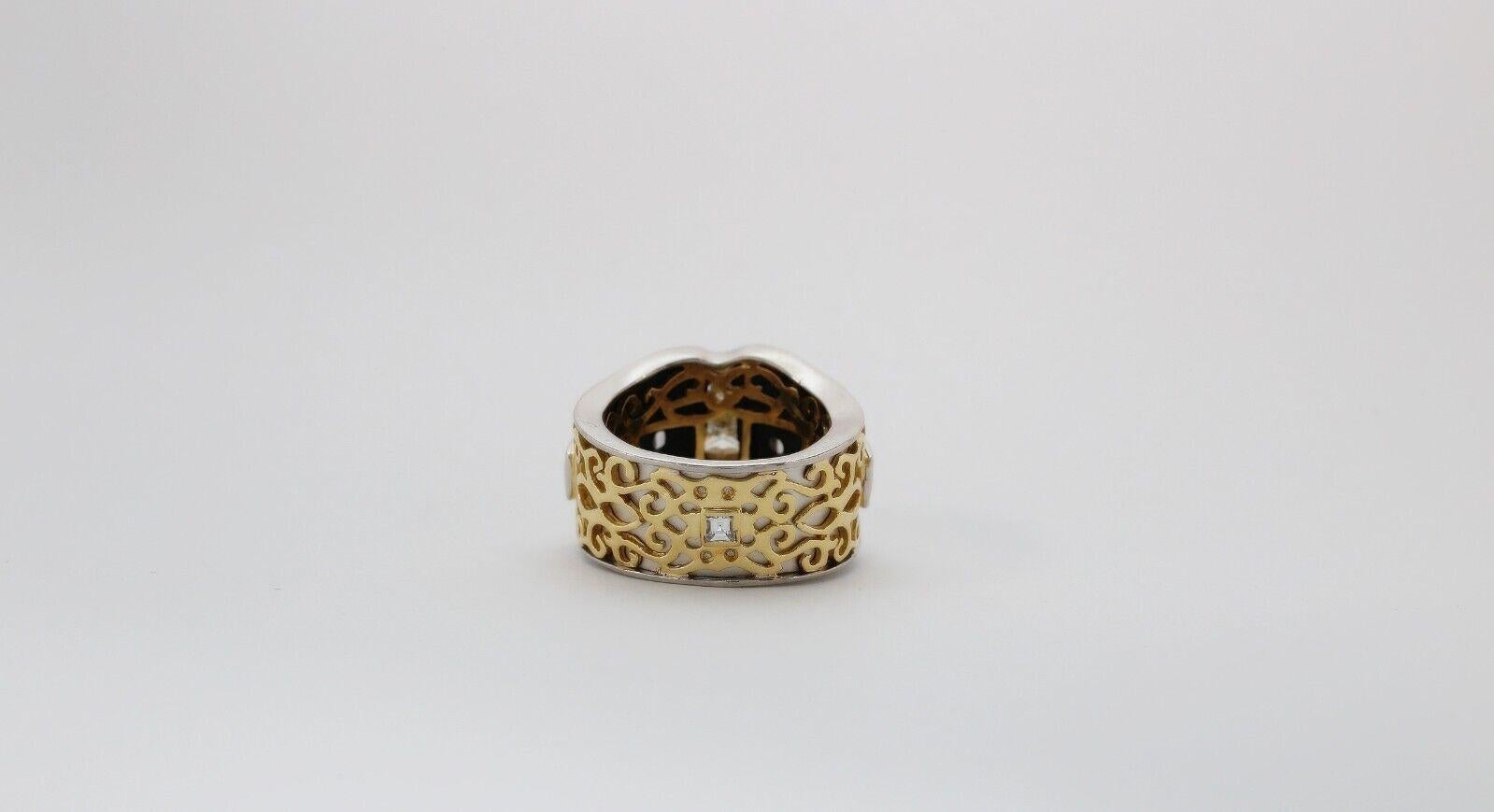 Bague en platine et or jaune 18 carats avec diamants, taille 9,75 - 21,1 g État moyen - En vente à Providence, RI